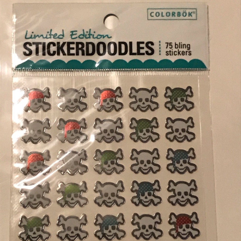 Colorbok Limited Ed Stickerdoodles Bling Skulls and Crossbones-New